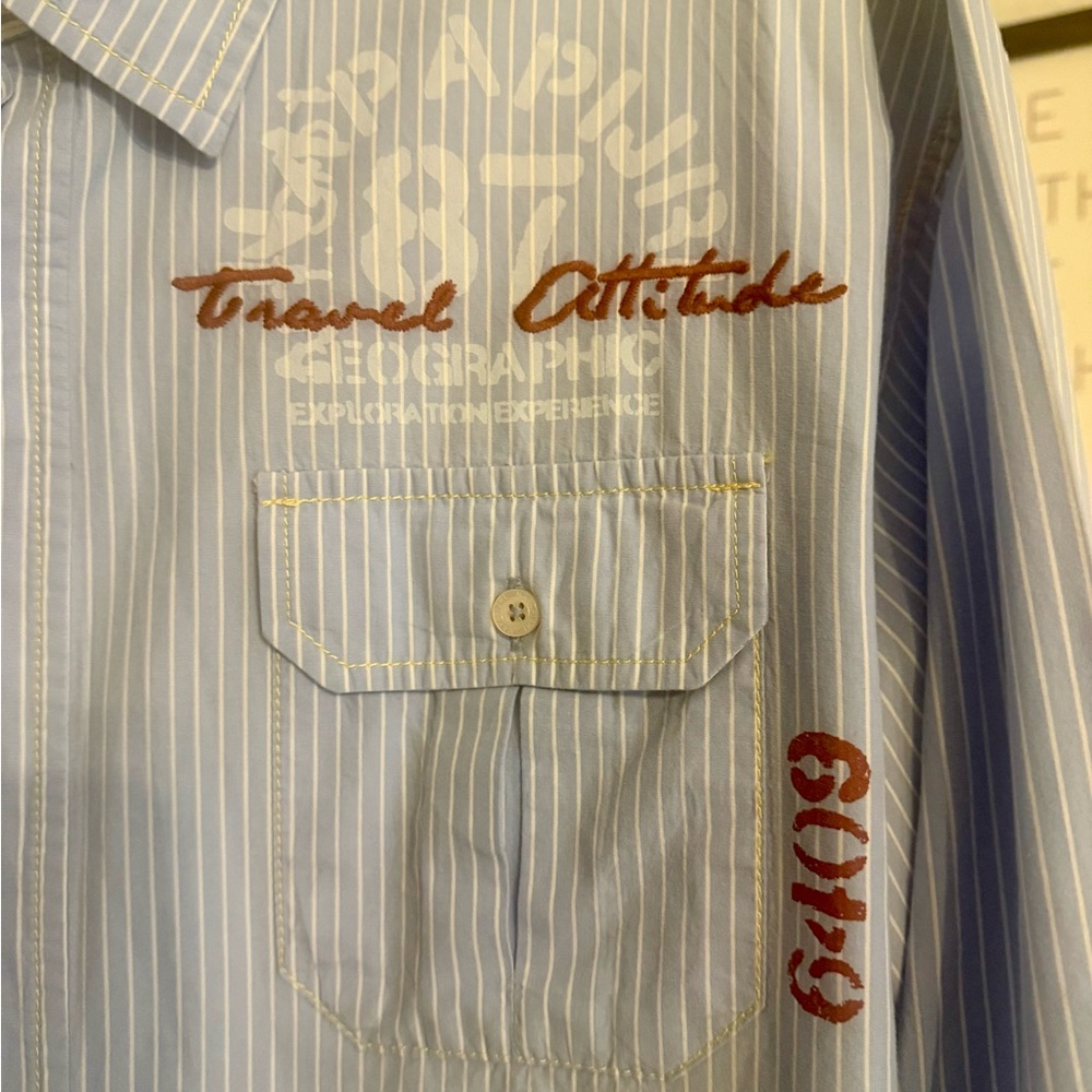 Men’s Napapijri Blue Casual Button Down Shirt size 2XL